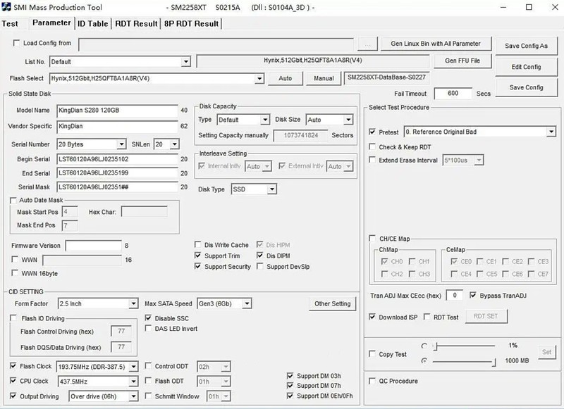 金典S400固态SM2258XT开卡成功，附SM2258XT量产工具，支持AD,5E,28,22,10,90
