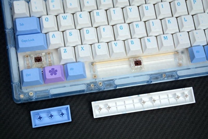 双灯区、软硬双结构，Miel M75 Blue Flurry亚克力三模机械键盘
