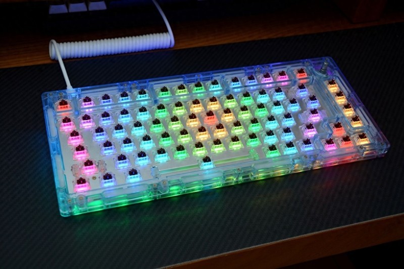 双灯区、软硬双结构，Miel M75 Blue Flurry亚克力三模机械键盘