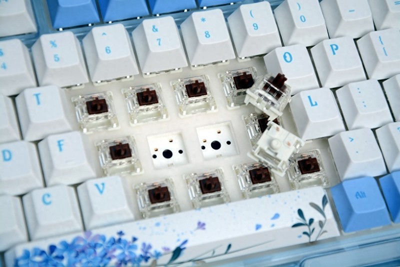 双灯区、软硬双结构，Miel M75 Blue Flurry亚克力三模机械键盘