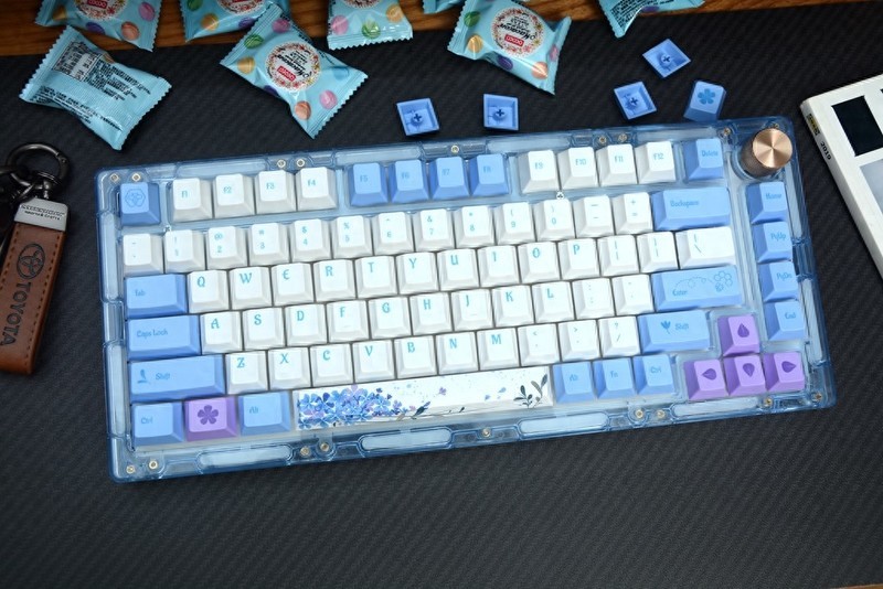 双灯区、软硬双结构，Miel M75 Blue Flurry亚克力三模机械键盘