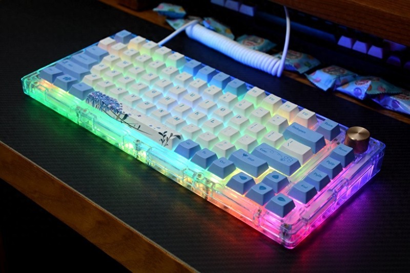 双灯区、软硬双结构，Miel M75 Blue Flurry亚克力三模机械键盘