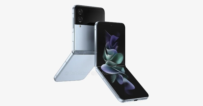 三星 Galaxy Z Flip 4 渲染图首曝：搭载骁龙 8 Gen 1+，新款浅蓝配色