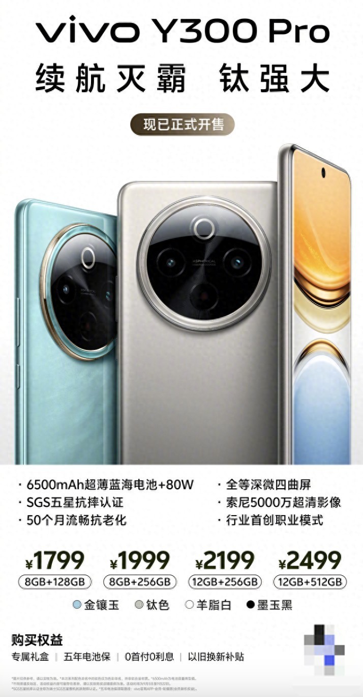 6500mAh超大电池！用足一天不焦虑的vivo Y300 Pro正式开卖
