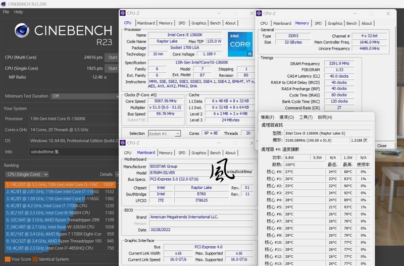 BIOSTAR B760M-SILVER搭载13600K风冷效能实测