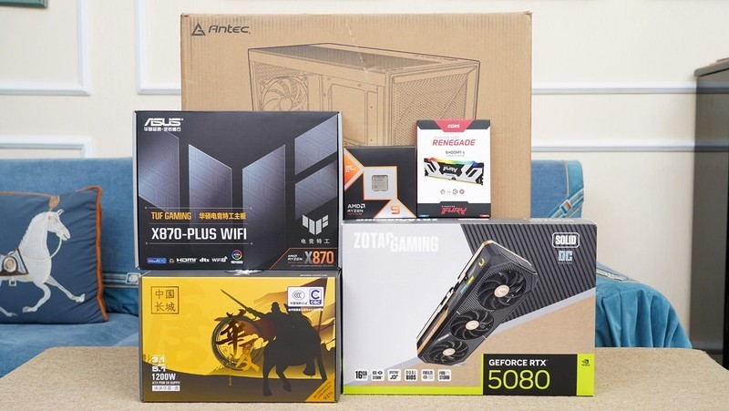 游戏生产力无短板，9950X3D、TUF X870、索泰5080、长城 华夏·唐1200W评测装机秀