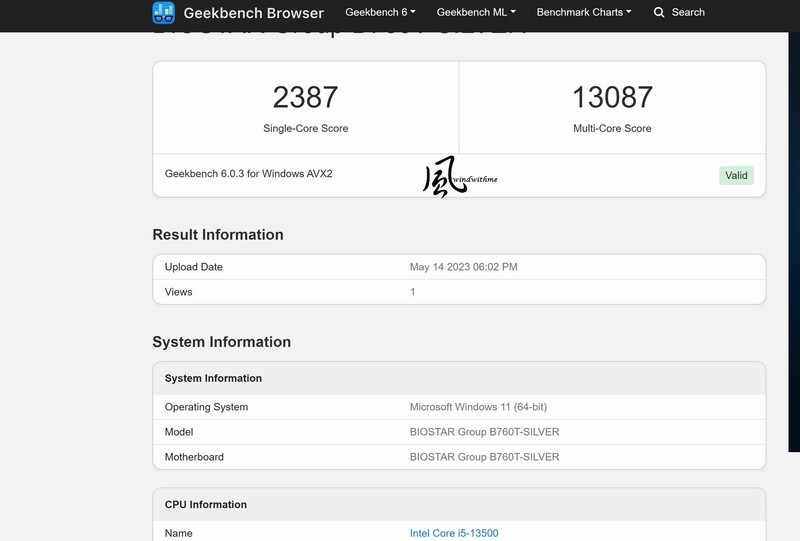 Intel Core i5-13500搭载BIOSTAR B760T-SILVER与Arc A380、INWIN 327实测