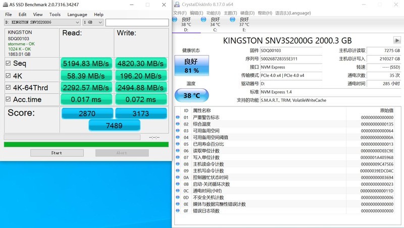 写入210T，QLC寿命终测，NV3健康度剩81%，慢扫全盘，居然OK？