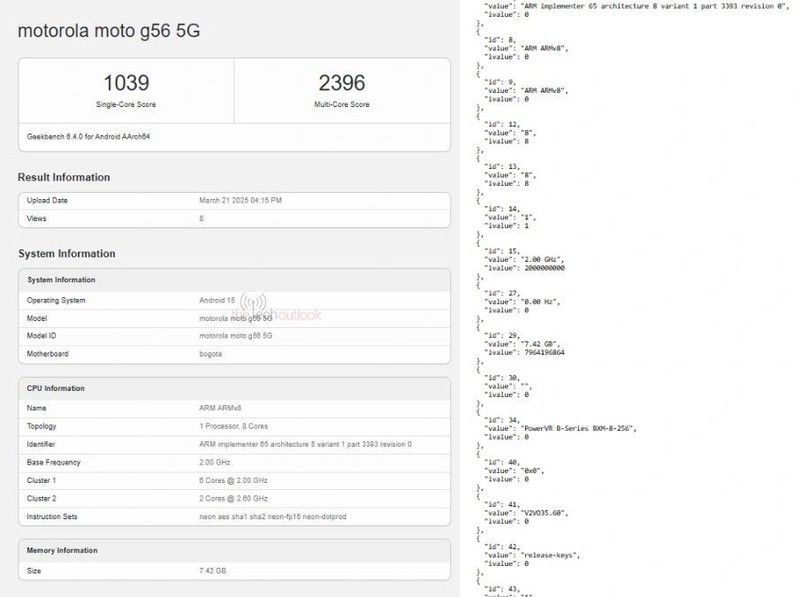 中端新秀，摩托罗拉 Moto G56 5G 手机跑分曝光