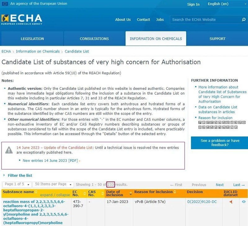 欧盟REACH的SVHC高度关注物质候选清单新增两项有毒物质。