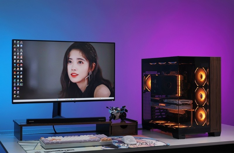 黑色风冷海景房装机方案：14600K+4070Ti S+九州风神数显冰立方风冷+安钛克C8海景房装