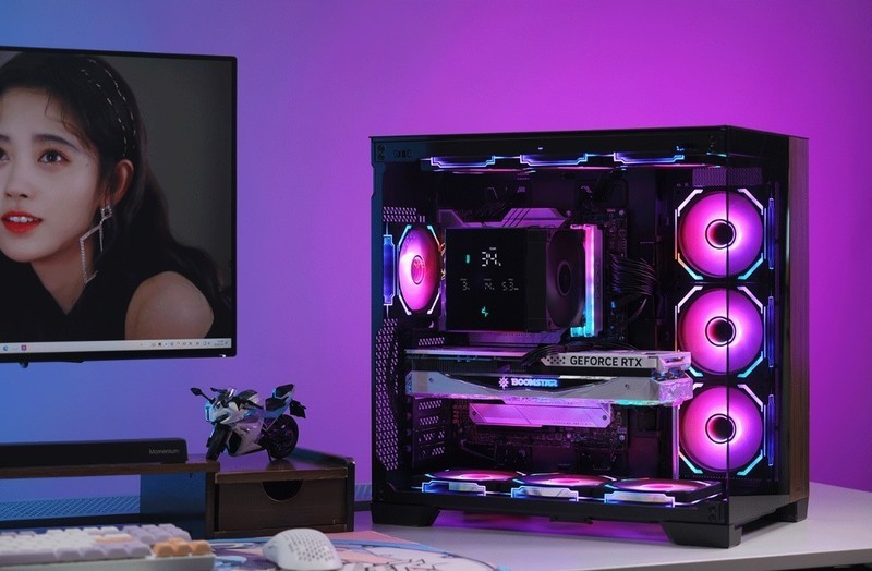 黑色风冷海景房装机方案：14600K+4070Ti S+九州风神数显冰立方风冷+安钛克C8海景房装