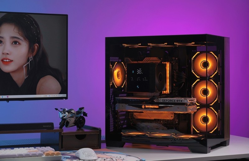 黑色风冷海景房装机方案：14600K+4070Ti S+九州风神数显冰立方风冷+安钛克C8海景房装