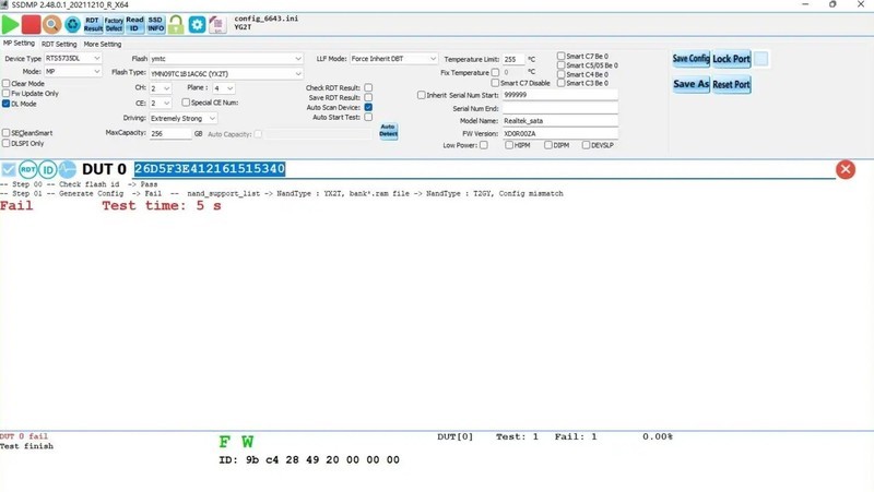 金泰克S320 256G固态硬盘修复，RTS5735DLQ量产工具下载，RTS5735DL+YX2T量产开卡经历