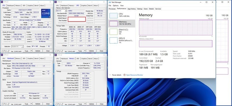 微星宣布旗下700系列主板支持48GB和24GB的DDR5内存，可支持192GB