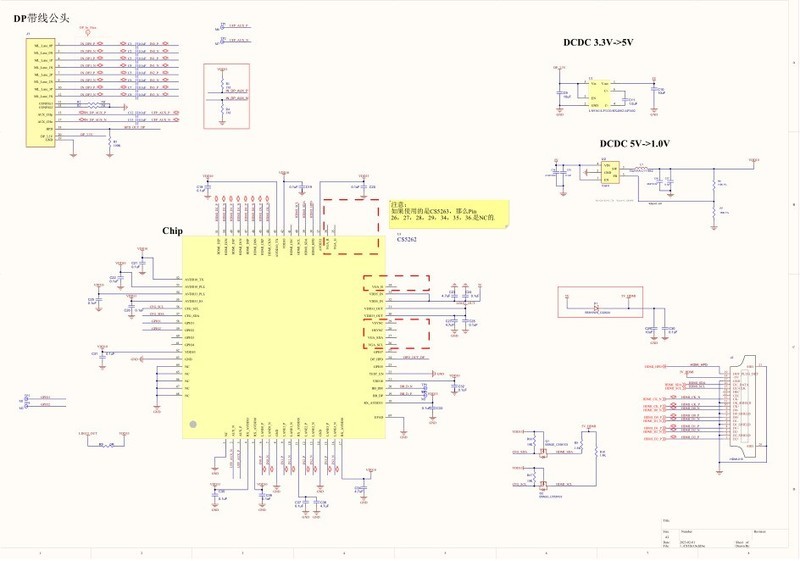 CS5263替代IT6563 DP转HDMI 4k@60Hz转换芯片