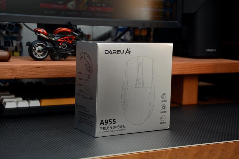 透明底壳、无线三模、279元，达尔优A955三模无线鼠标开箱