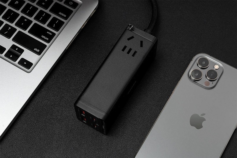 告别乱糟糟的桌面，倍思100W氮化镓桌面插排，解决多设备充电痛点