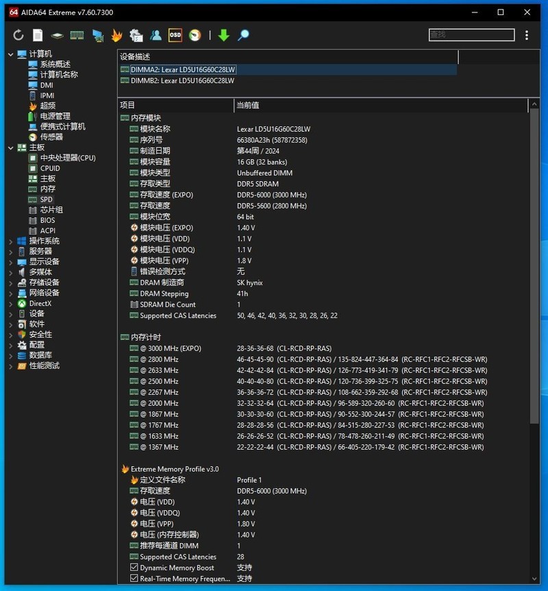 雷克沙Ares战神之翼DDR5 6000 32G内存套装评测：AMD平台低延迟伴侣