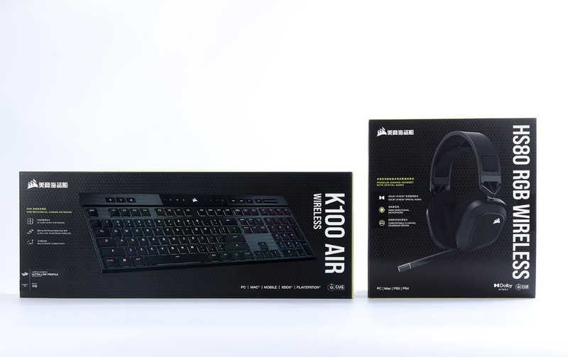 有钱就能任性！美商海盗船K100 AIR 无线机械键盘+ HS80 无线耳机