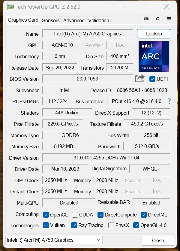 无矿卡的英特尔ARC A750是一款诚意满满性能够用的甜品显卡