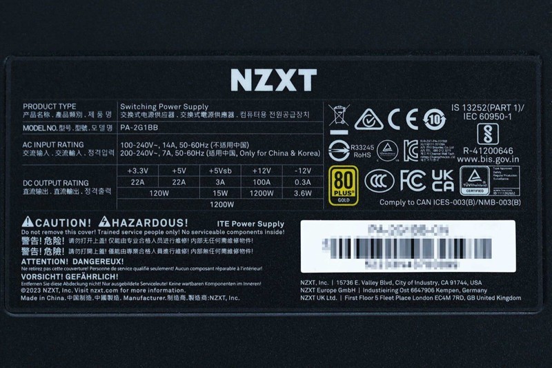 配置豪华、用料扎实，恩杰NZXT C1200 GOLD电源拆解评测