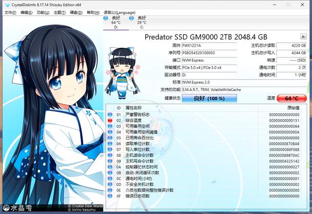 旗舰标杆SDD，满血低温PCIe 5.0固态，宏碁掠夺者GM9000 2TB测评