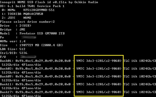 修复宏碁掠夺者GM7000 2TB固态硬盘掉盘故障，IG5236量产工具支持YMTC-TAS开卡成功