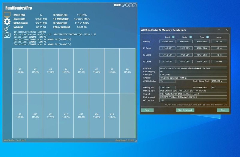 宏碁掠夺者Hermes冰刃DDR5 6400 32G内存开箱试玩：稳超7400MHz过测